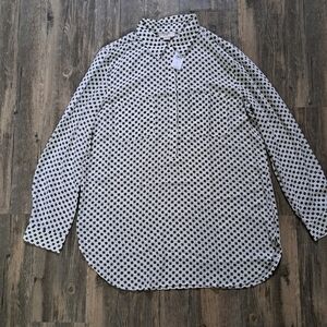 LOFT Black and White Floral Button Down Shirt